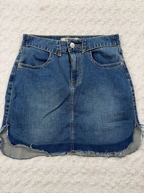 Rock & Roll Cowgirl Distressed Blue Denim Mini Skirt